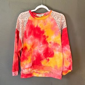 Davi & Dani Lace  Sweatshirt neon colors pink and orange